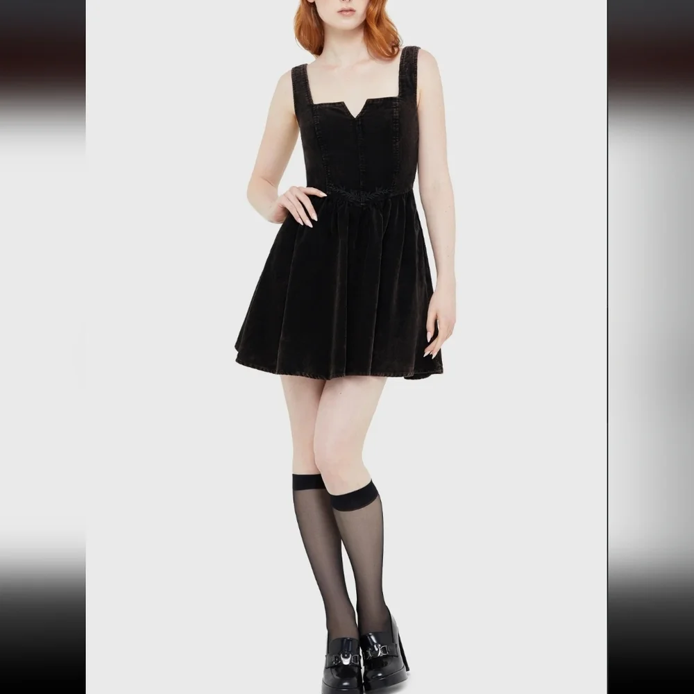 Killstar Black Velvet Mini Dress - Picture 3 of 7